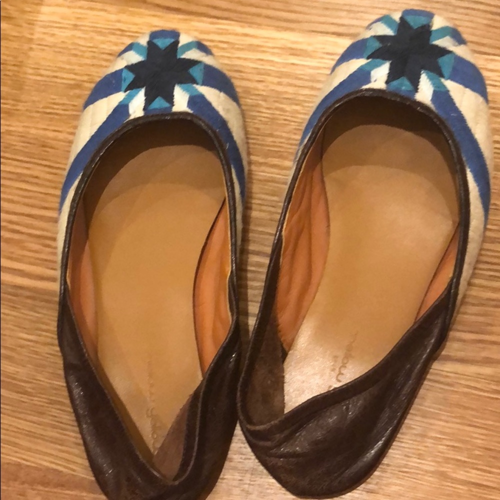 Woven blue star print ballet flat (